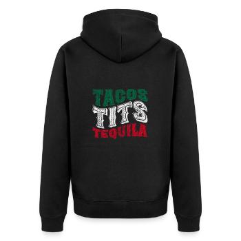 Tequila - Unisex Premium Bio Zip Hoodie - Schwarz - Hinten - Nico (187cm)