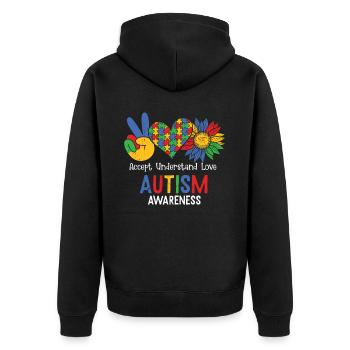 Autisme - Veste à capuche bio Premium Unisexe - noir - Dos - Nico (187cm)