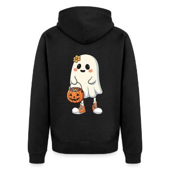 Fantôme mignon avec des bonbons - Veste à capuche bio Premium Unisexe - noir - Dos - Nico (187cm)