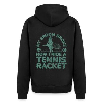 Funny Tennis Player Racket - Unisex Premium Bio Zip Hoodie - Schwarz - Hinten - Nico (187cm)