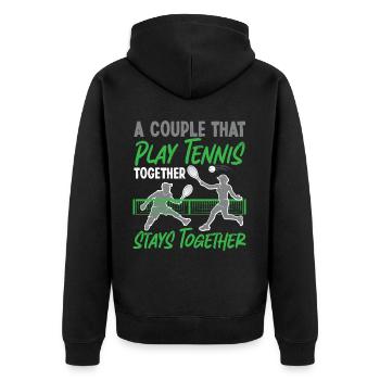 Funny Tennis Player Racket Couple - Unisex Premium Bio Zip Hoodie - Schwarz - Hinten - Nico (187cm)