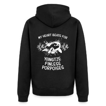 Yangtze River Smooth Dolphin Heartline - Unisex Premium Organic Zip Hoodie - black - Back - Nico (187cm)