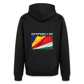 Seychellen - Unisex Premium Bio Zip Hoodie - Schwarz - Hinten - Nico (187cm)