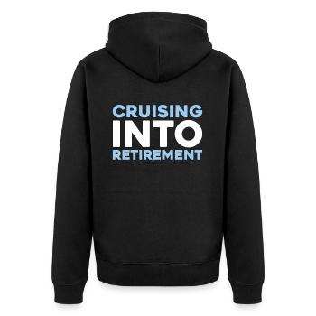 Kreuzfahrt - Unisex Premium Bio Zip Hoodie - Schwarz - Hinten - Nico (187cm)