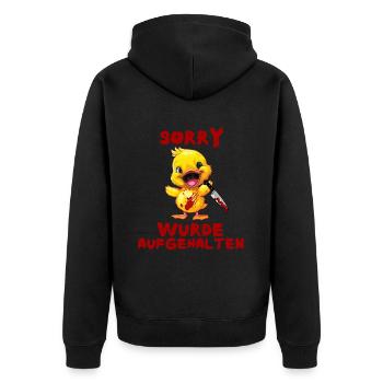 A été arrêté - Canard au couteau Halloween - Veste à capuche bio Premium Unisexe - noir - Dos - Nico (187cm)