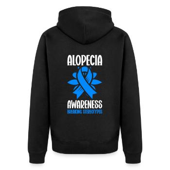 Alopécie areata Awareness Perte de cheveux - Veste à capuche bio Premium Unisexe - noir - Dos - Nico (187cm)