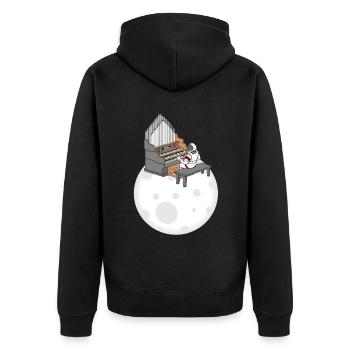 Astronaut Klavierspieler Kinder Musik Klavier - Unisex Premium Bio Zip Hoodie - Schwarz - Hinten - Nico (187cm)