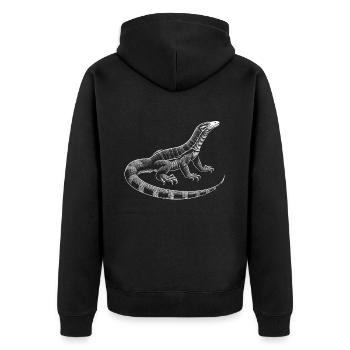 Komodowaran Waraneidechse - Unisex Premium Bio Zip Hoodie - Schwarz - Hinten - Nico (187cm)