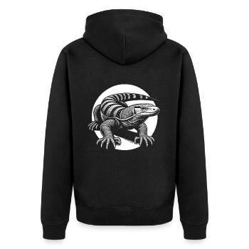 Komodowaran Waraneidechse - Unisex Premium Bio Zip Hoodie - Schwarz - Hinten - Nico (187cm)