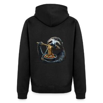 Funny Sloth Art Animal Sloth Ramen Noodle - Unisex Premium Organic Zip Hoodie - black - Back - Nico (187cm)