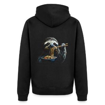 Funny Sloth Art Animal Sloth Ramen Noodle - Unisex Premium Organic Zip Hoodie - black - Back - Nico (187cm)