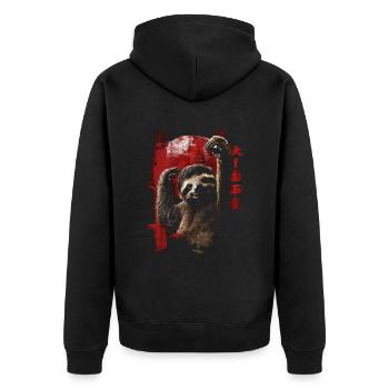 Funny Sloth Art Animal Sloth Wildlife Animals - Unisex Premium Organic Zip Hoodie - black - Back - Nico (187cm)