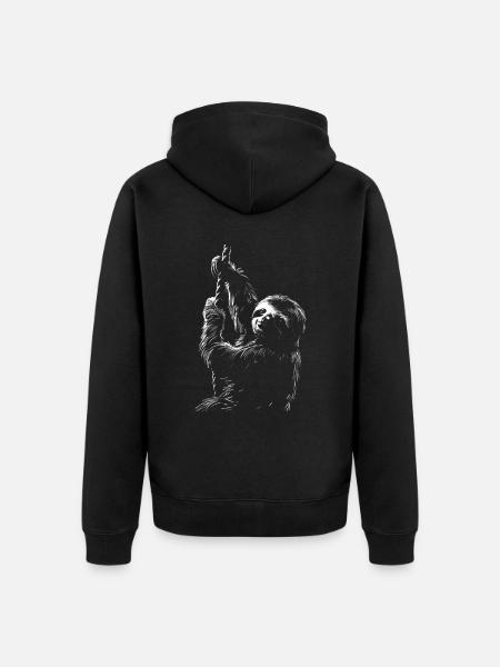 Hauska laiskiainen taide eläin laiskiainen villieläimet - Premium unisex luomu-huppari vetoketjulla - musta