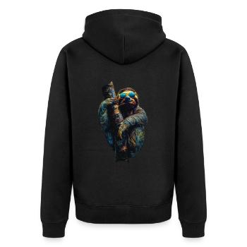 Funny Sloth Art Animal Sloth Wildlife Animals - Unisex Premium Organic Zip Hoodie - black - Back - Nico (187cm)