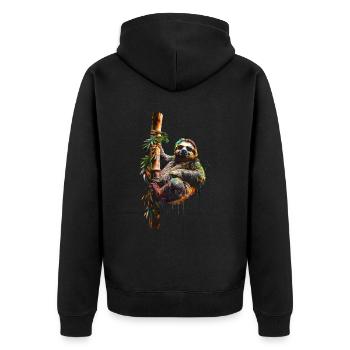 Funny Sloth Art Animal Sloth Wildlife Animals - Unisex Premium Organic Zip Hoodie - black - Back - Nico (187cm)