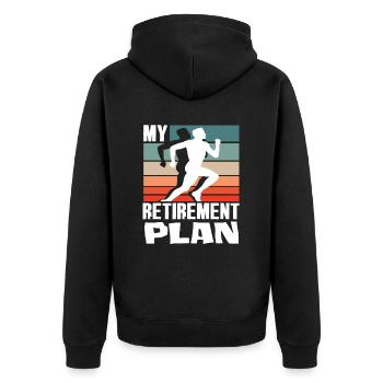 My Retirement Plan Runner Silhouette - Unisex Premium Organic Zip Hoodie - black - Back - Nico (187cm)