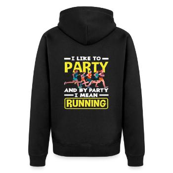 I Celebrate Running - Running Party Fun - Unisex Premium Organic Zip Hoodie - black - Back - Nico (187cm)