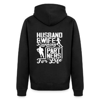 Gute Dinge Kommen Zu Denen Die Laufen - Unisex Premium Bio Zip Hoodie - Schwarz - Hinten - Nico (187cm)