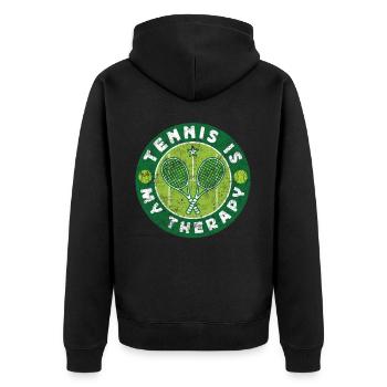 Funny Tennis Player Racket Tennis - Unisex Premium Bio Zip Hoodie - Schwarz - Hinten - Nico (187cm)