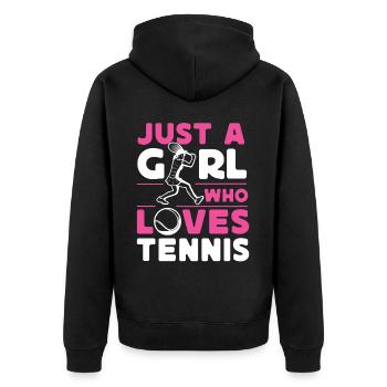 Funny Tennis Player Racket It's - Unisex Premium Bio Zip Hoodie - Schwarz - Hinten - Nico (187cm)