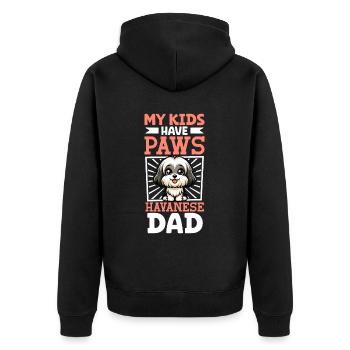 Papa bichon havanais - Veste à capuche bio Premium Unisexe - noir - Dos - Nico (187cm)