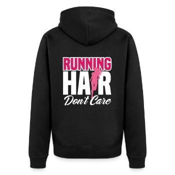Running Hair Doesn't Matter - Unisex Premium Organic Zip Hoodie - black - Back - Nico (187cm)