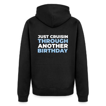 Kreuzfahrt Birthday Cruise - Unisex Premium Bio Zip Hoodie - Schwarz - Hinten - Nico (187cm)