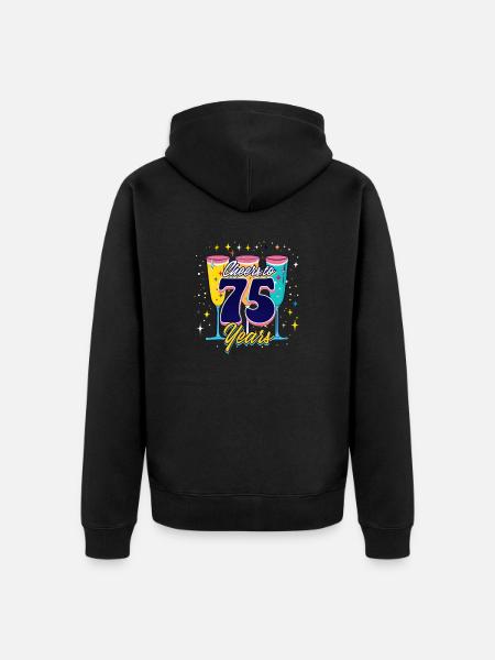 75-års jubileum til 75 år! - Premium økologisk unisex-hættejakke - sort