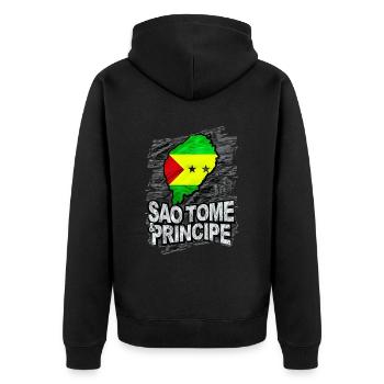 Sao Tome Príncipe - Unisex Premium Bio Zip Hoodie - Schwarz - Hinten - Nico (187cm)