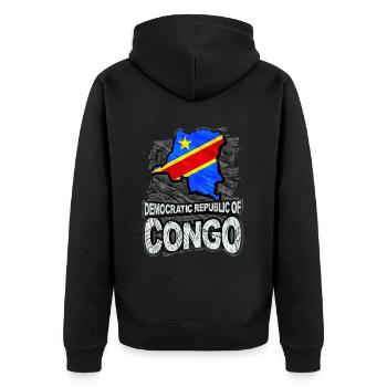 Congo - Unisex Premium Organic Zip Hoodie - black - Back - Nico (187cm)