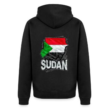 Sudan - Unisex Premium Bio Zip Hoodie - Schwarz - Hinten - Nico (187cm)