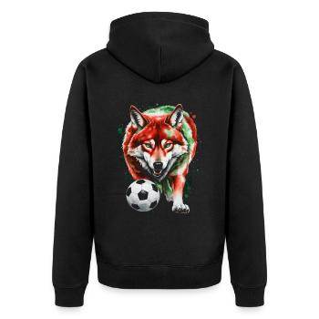 Wolf Fußball Bunt Italien Tier Design Print - Unisex Premium Bio Zip Hoodie - Schwarz - Hinten - Nico (187cm)