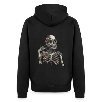 Crâne squelette d’Halloween avec des roses - Crâne - Veste à capuche bio Premium Unisexe - noir - Dos - Nico (187cm)