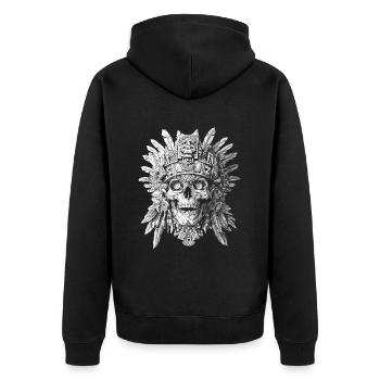 Aztec Skull Halloween - Skull Skeleton Tribal - Unisex Premium Organic Zip Hoodie - black - Back - Nico (187cm)
