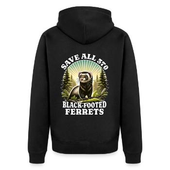 Save Iltis Schwarzfussiltis - Unisex Premium Organic Zip Hoodie - black - Back - Nico (187cm)