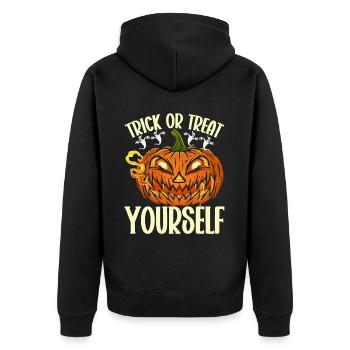Halloween Costume - Unisex Premium Organic Zip Hoodie - black - Back - Nico (187cm)