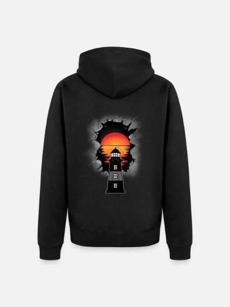 Lighthouse lighthouses maritime sunset - Unisex Premium Organic Zip Hoodie - black