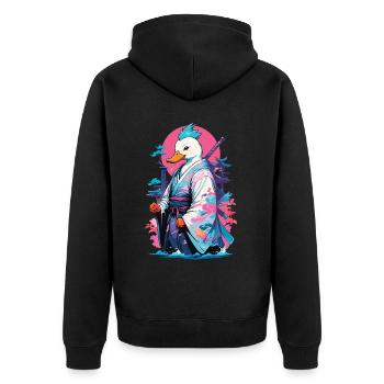 Esthétique Samurai Duck Style Vaporwave - Veste à capuche bio Premium Unisexe - noir - Dos - Nico (187cm)