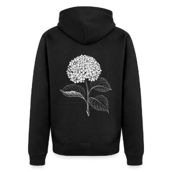 Hortensie Blumen Botanische Kunst Vintage Garten - Unisex Premium Bio Zip Hoodie - Schwarz - Hinten - Nico (187cm)