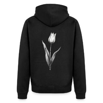 Tulip Flower Botanical Art Vintage Floral Nature - Unisex Premium Organic Zip Hoodie - black - Back - Nico (187cm)