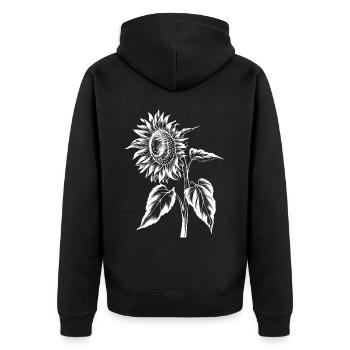 Sonnenblume Blume Botanisch Vintage Kunst Blumen - Unisex Premium Bio Zip Hoodie - Schwarz - Hinten - Nico (187cm)