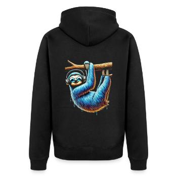 Funny Sloth Art Animal Sloth Wildlife Animals - Unisex Premium Organic Zip Hoodie - black - Back - Nico (187cm)