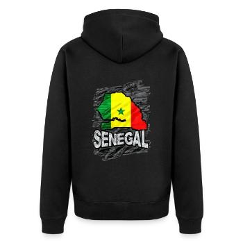 Senegal - Unisex Premium Bio Zip Hoodie - Schwarz - Hinten - Nico (187cm)