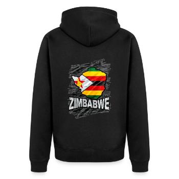 Zimbabwe - Unisex Premium Organic Zip Hoodie - black - Back - Nico (187cm)