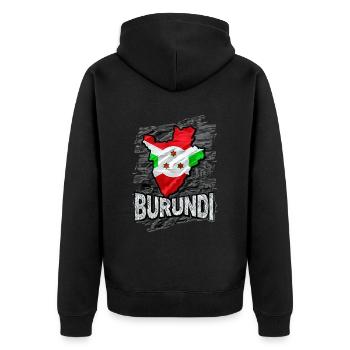 Burundi - Unisex Premium Bio Zip Hoodie - Schwarz - Hinten - Nico (187cm)