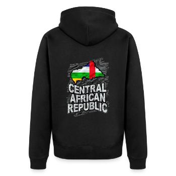 Central African Republic - Unisex Premium Organic Zip Hoodie - black - Back - Nico (187cm)