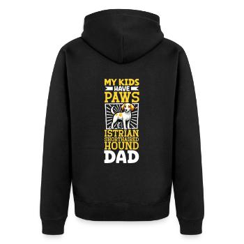 Kurzhaarige Istrianer Bracke Papa - Unisex Premium Bio Zip Hoodie - Schwarz - Hinten - Nico (187cm)