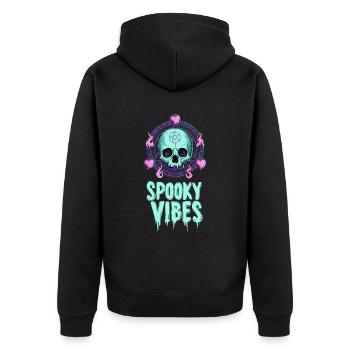 Pentagramme et crâne Halloween Design - Veste à capuche bio Premium Unisexe - noir - Dos - Nico (187cm)