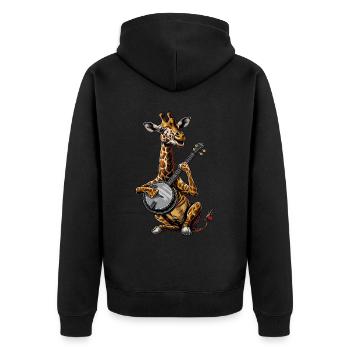 Giraffe Tier Bluegrass Banjo Spieler - Unisex Premium Bio Zip Hoodie - Schwarz - Hinten - Nico (187cm)