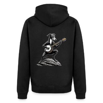 Greyhound Dog Joueur de banjo bluegrass - Veste à capuche bio Premium Unisexe - noir - Dos - Nico (187cm)